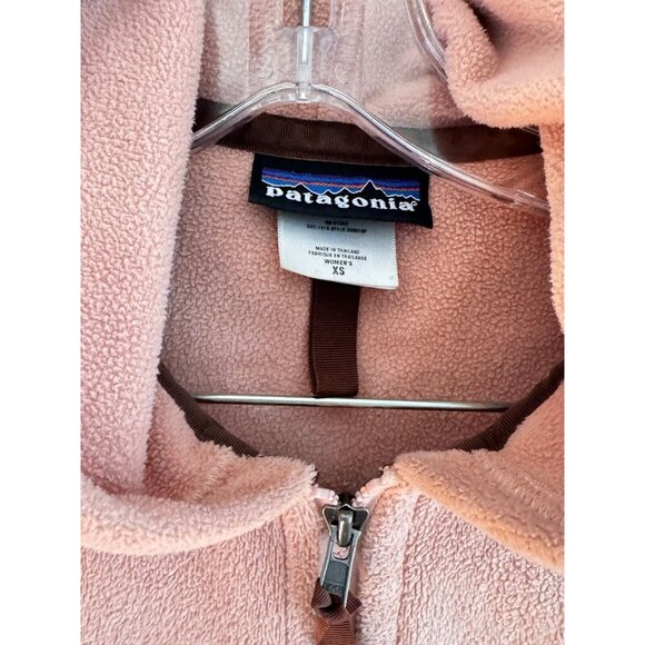 Patagonia Women Sz XS Snap-T Fleece Jacket Pinky Peach Brown Soft Fuzzy Full Zip - Picture 2 of 8